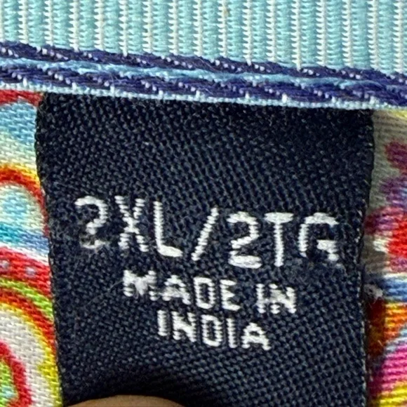 Robert Graham 2XL Multicolor Striped Button Down Shirt | 100% Cotton Blue - Picture 4 of 8